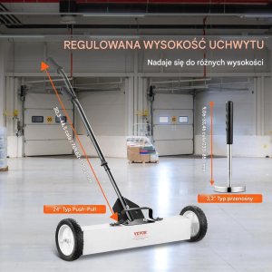 MSW Zamiatarka magnetyczna 61cm na kółkach teleskopowa do śrub 4