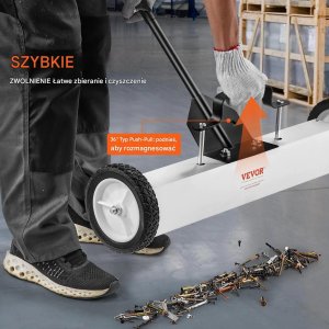 MSW Zamiatarka magnetyczna 61cm na kółkach teleskopowa do śrub 5