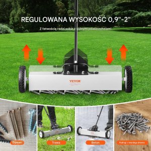 MSW Zamiatarka magnetyczna 61cm na kółkach teleskopowa do śrub 7