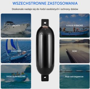 vidaXL Bojki odbijacze do łodzi 21,6x66 cm nadmuchiwane gumowe z akcesoriami 3