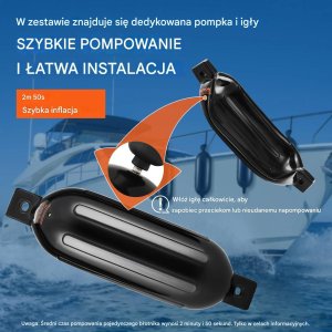 vidaXL Bojki odbijacze do łodzi 21,6x66 cm nadmuchiwane gumowe z akcesoriami 6