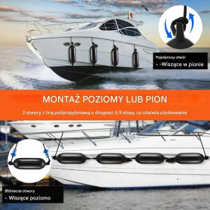 vidaXL Bojki odbijacze do łodzi nadmuchiwane 16.5x58.4 cm gumowe osłony burty 7