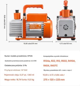 Marina Pompa próżniowa klimatyzacji 4.5 CFM zestaw manometrów HVAC serwis AC 2
