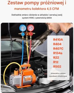 Marina Pompa próżniowa klimatyzacji 4.5 CFM zestaw manometrów HVAC serwis AC 3