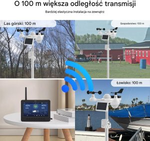 CSL-Computer Stacja pogodowa WiFi 7w1 zewnętrzna czujnik bezprzewodowy do domu 7