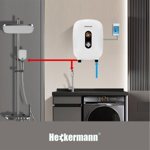 Przepływowy podgrzewacz wody Heckermann Przepływowy elektryczny podgrzewacz wody Heckermann SL-X5-45 4.5kW 7