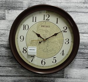 Seiko Zegar ścienny SEIKO QXA709B 37 cm brązowy kontynenty . 2