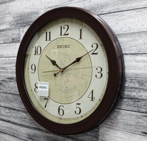 Seiko Zegar ścienny SEIKO QXA709B 37 cm brązowy kontynenty . 3