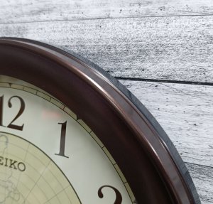 Seiko Zegar ścienny SEIKO QXA709B 37 cm brązowy kontynenty . 4