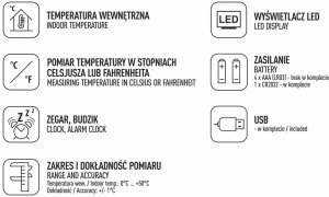Stacja pogodowa Termometr elektroniczny z budzik (170900) EDUKAMP 3