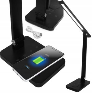 Lampka biurkowa LTC Lampka biurkowa LTC LED 10W, 3 tryby świecenia 3000/4500/6000K, ładowanie indukcyjne, panel dotykowy, regulowana 9