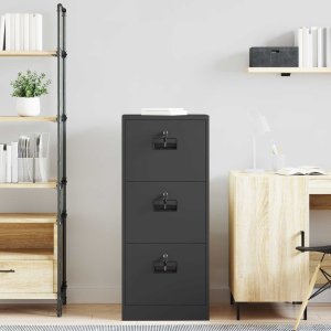 vidaXL vidaXL Szafka na dokumenty z szufladą Czarny 45,5 x 42 x 106,5 cm 4