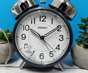 Seiko Budzik QHK063K alarm mechaniczny 11x15 cm czarny . 5