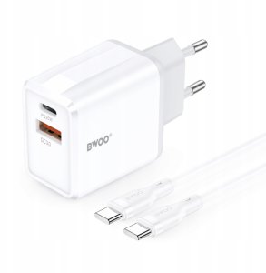 Ładowarka TelForceOne BWOO ładowarka sieciowa CDA182 QC 38W 1x USB-A + 1x USB-C 3,8A z kablem USB-C 1 m biała 2