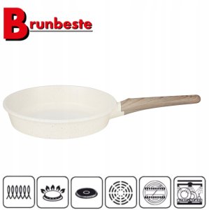 Patelnia Brunbeste Patelnia granitowa marmurkowa NON-STICK indukcja gaz 28cm beżowa BRUNBESTE BB-5538 2