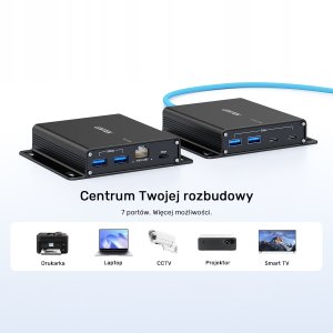 HUB USB Unitek Unitek Przedłużacz USB 5 Gb/s 100 m przez Ethernet z hubem 9
