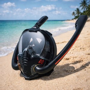 LeanToys Maska Do Snorkelingu Nurkowania Pełnotwarzowa AntiFog DryTop Czarna L/XL 3