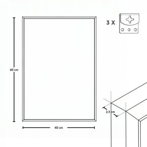 Lustro Edaxo Prostokatne lustro wiszące AXION, 60 x 40 cm, czarne 8