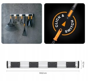 Fiskars FISKARS UCHWYT NA NARZĘDZIA  ONECLICK WIESZAK ŚCIENNY 4 RUCHOME PODWÓJNE HAKI 2