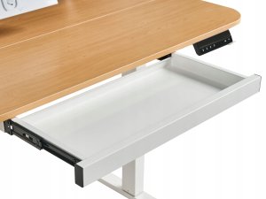 Biurko Beliani regulowane elektrycznie WILBANKS Jasny brąz/ biały 120 cm 60 cm Z portem USB 5