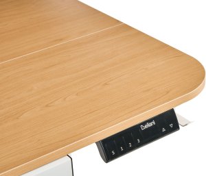 Biurko Beliani regulowane elektrycznie WILBANKS Jasny brąz/ biały 120 cm 60 cm Z portem USB 8