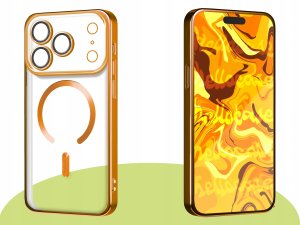 Hello Case Etui Do iPhone 17 Pro Max (Do Magsafe, Pomarańczowe, Matowe, Metal, Clear) 3