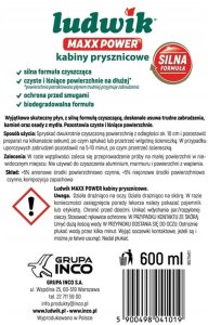 Ludwik Ludwik Maxx Power Płyn do Mycia Kabin Prysznicowych Extra Mocny Spray 600ml 2