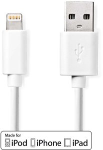 Kabel USB Nedis Lightning 3 m Biały (CCGL39300WT30) 3