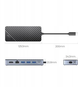 Stacja/replikator Orico Orico Stacja dokująca USB-C z obudową M.2 NVMe/SATA, USB-A/C 10Gbps, HDMI 4K, PD 100W, RJ45 2