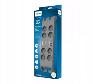 Listwa zasilająca Philips przeciwprzepięciowa 8 gniazd 2 m szara (Phil-SPN8180GA/60) 2