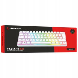 Klawiatura Rampage Rampage Klawiatura mechaniczna gamingowa Radiant K11 60% RGB Blue Switch, biała 3
