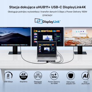 Stacja/replikator Unitek uHUB11+ USB-C z DisplayLink (D1147AGY01) 3