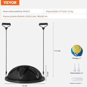 Vevor Platforma do balansowania półpiłka balansowa ćwiczeń gimnastyka czarna 2
