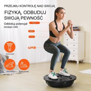 Vevor Platforma do balansowania półpiłka balansowa ćwiczeń gimnastyka czarna 3