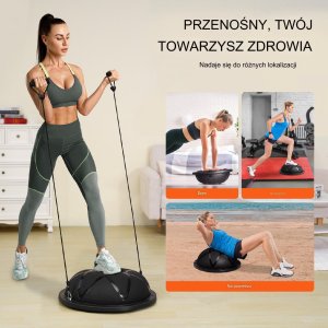 Vevor Platforma do balansowania półpiłka balansowa ćwiczeń gimnastyka czarna 6