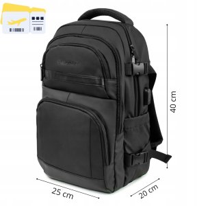 Wozinsky Plecak Wozinsky WPW-20L z kieszenią na laptopa podróżny 40x20x25 cm do luku bagażowego - czarny 3