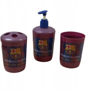 Atosa Zestaw do łazienki plastikowy FC Barcelona 3 el. oryginalna licencja kubki 5