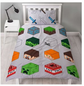 aymax Komplet pościeli 140x200 dla chłopca Minecraft Creeper młodzieżowa 5