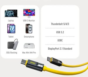 Kabel USB AOHI Kabel USB-C AOHi THE FUTURE USB 4.2 Thunderbolt 5 120GB/s 1m 8