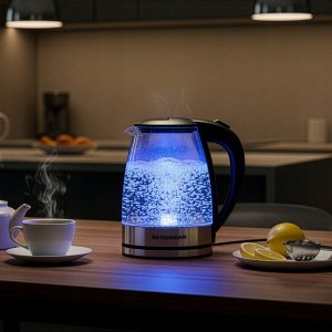 Czajnik BERGMANN Czajnik Elektryczny Szklany 1,8L BERGMANN Bezprzewodowy 2200W LED 4