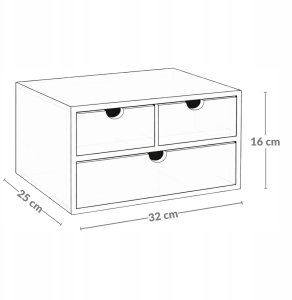 Bambusowy organizer na biurko HEGO,16 cm, 3 szufladkowy szufladkami 11