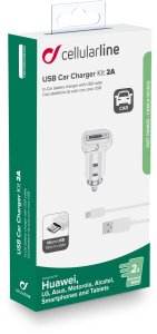 Ładowarka Ładowarka samochodowa CellularLine z kablem danych i złączem microUSB 2A 4