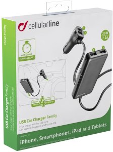 Ładowarka Ładowarka samochodowa Cellularline s 4 x USB, 7.2 A, czarny 3