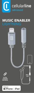 Extra odolny adaptér Cellularline Music Enabler z konektoru Lightning na 3,5 mm jack, certyfikacja MFI, szary 2