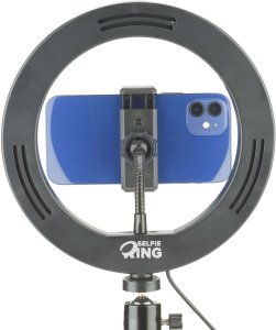 Selfie stick Tripod Cellularline Selfie Ring z oświetleniem LED do zdjęć i filmów selfie czarny 2