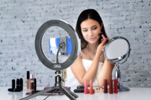 Selfie stick Tripod Cellularline Selfie Ring z oświetleniem LED do zdjęć i filmów selfie czarny 5