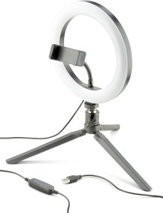 Selfie stick Tripod Cellularline Selfie Ring z oświetleniem LED do zdjęć i filmów selfie czarny 9