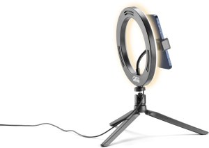 Selfie stick Tripod Cellularline Selfie Ring z oświetleniem LED do zdjęć i filmów selfie czarny 10