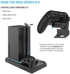 Wielofunkcyjna stacja FIXED pro Xbox Series X a S z wentylacją i ładowaniem dla dwóch kontrolerów Xbox, czarny 3