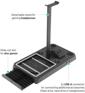 Wielofunkcyjna stacja FIXED pro Xbox Series X a S z wentylacją i ładowaniem dla dwóch kontrolerów Xbox, czarny 7